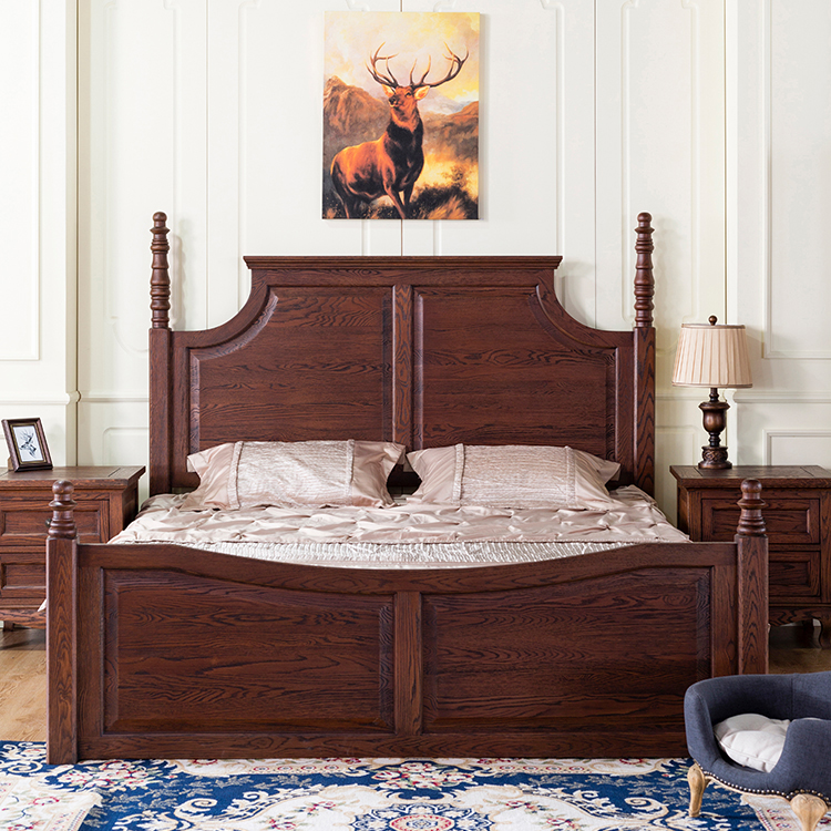 Oak solid wood antique bed boomdeer wooden box bed design BD9017001